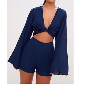 Blue Cut Out Romper